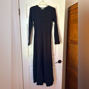 Christy Dawn Black Long Sleeve Ribbed Sweater Maxi Dress - Size XS